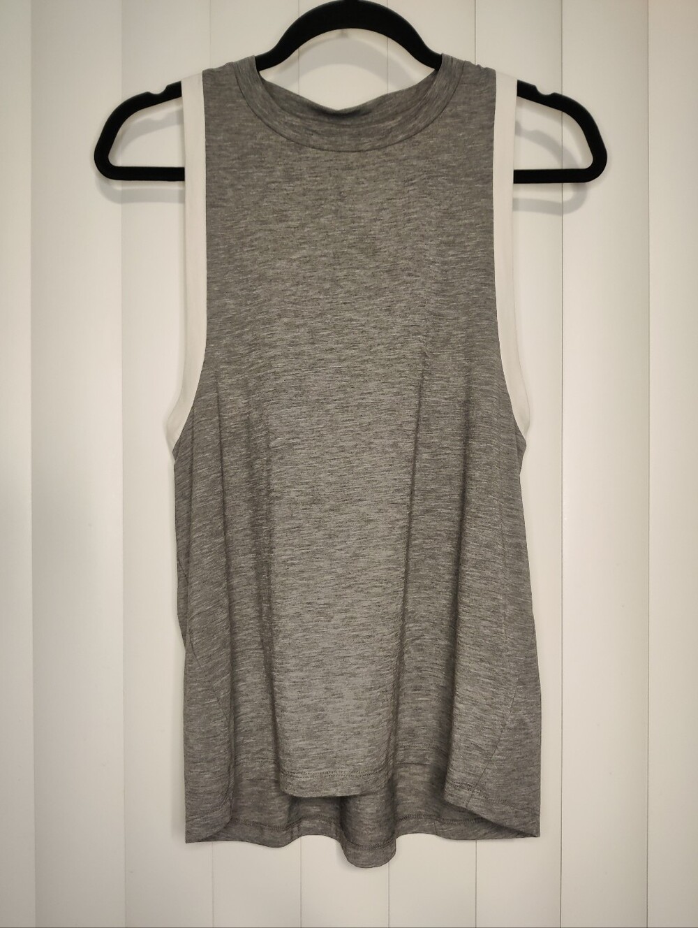 Athleta Light Heathered Gray Tank Top with White Trim